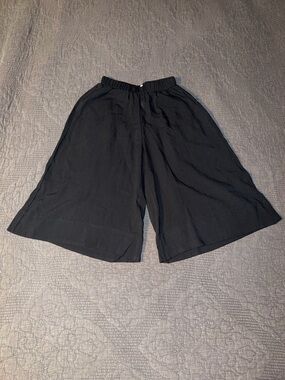 HALARA Black Elastic Waist Wide-Leg Pants